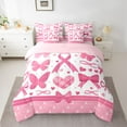 thumbnail image 2 of Manfei Cute Cartoon Bowtie 7-Piece Twin Bedding Sets,Butterflies Loves Pattern Bedding Comforter Set,Pink White Sheet Sets For Girls Kids,Microfiber Bedroom Decor Reversible, 2 of 8