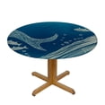 thumbnail image 3 of HAOXIT Round Dolphin Tablecloth Waterproof &amp; Tablecloths, Wipeable Table Cloth for Round Dining/Party/Wedding, Blue Ocean Summer Beach Sea Cartoon 42-46, 3 of 8