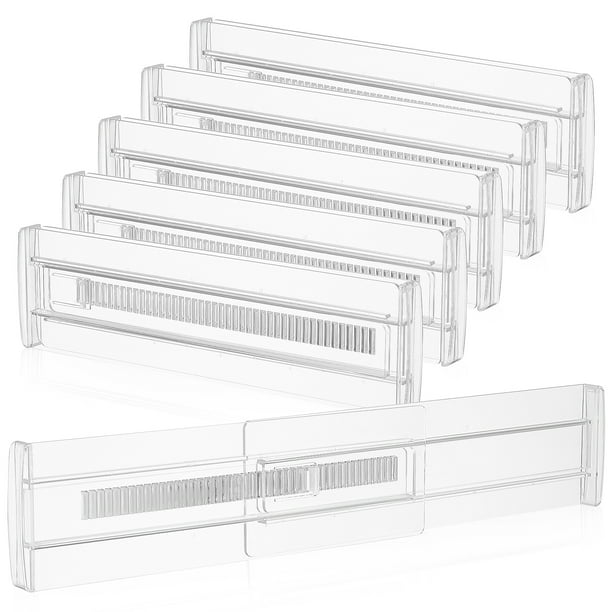 Separadores de cajones transparentes, organizador de cajones ajustable, divisores de tocador, organizador de cajones para ropa, utensilios, cubiertos, 6 uds.