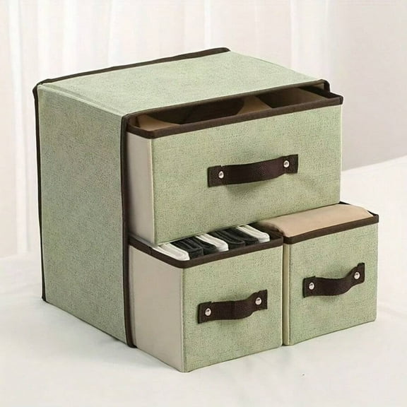 Two-Layer Three-Drawer Underwear Storage Box, Drawer-Type Fabric Art Household Storage Box For Brassiere And Sock