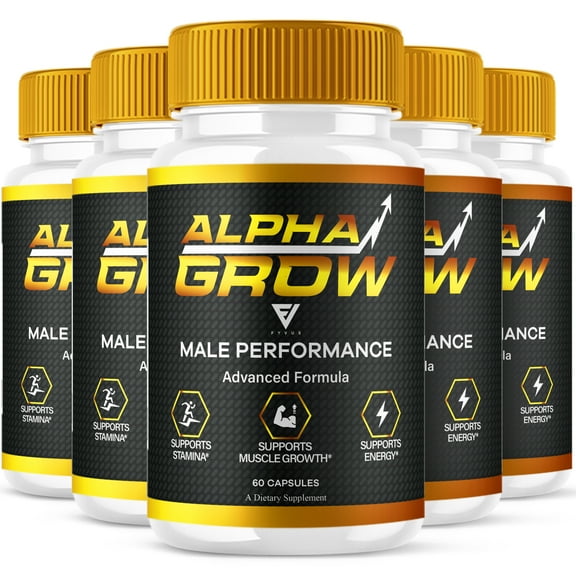 (5 Pack) Alpha Grow Male Performance Capsules, AlphaGrow Advanced Daily Energy Support Supplement (300 Capsules)