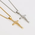 thumbnail image 2 of 14K Yellow Gold Link Chain INRI Jesus Cross Crucifix Pendant&Necklaces Men Fashion Jewelry Golden Silver Color Father Gift, 2 of 7