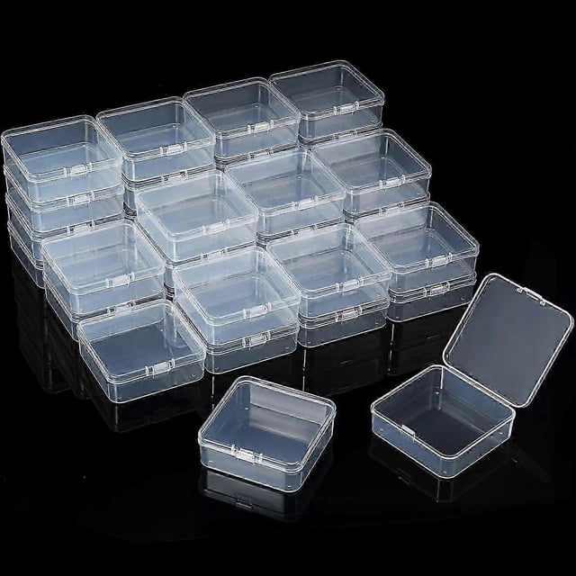 26-27 Packs Clear Small Plastic Containers Transparent Storage Box with Hinged Lid for Small Items Crafts Jewelry (2.12 x 2.12 2.9 x 2.9 x 1 in