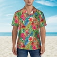 thumbnail image 2 of Gukieu Peacock Feathers And Flowers Print Men's Short-sleeved Shirts, Button-down Lapel Hawaiian Shirts, T-shirts, Beach Vacation Summer Casual Wear,3X-Large, 2 of 7