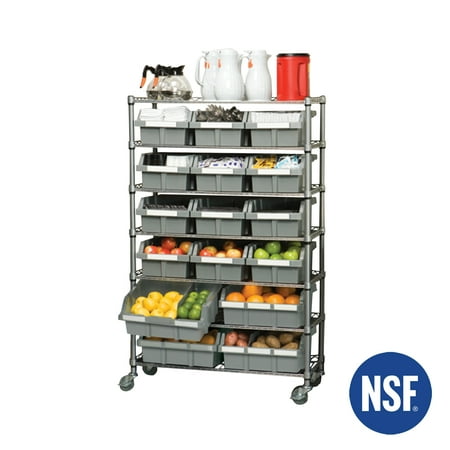 Seville Classics 14"D x 36"W x 56"H 7-Tier NSF 16-Bin Rack Storage System
