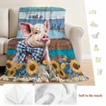 thumbnail image 5 of Sunflowers Pig Blanket Soft Cozy Warm Twin Blanket for Bed, Plush Fuzzy Flannel Fleece Blankets for Sofa, Farmhouse Pastoral Wooden Plank Flowers Throw Blankets for Couch, Gifts for Men, 60"x80", 5 of 9