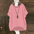 thumbnail image 3 of Aezemi Loose Striped Shirts Womens Tunic Curved Hem Lightweight Beach Vacation Casual Tops Women Summer Pullover Short Sleeve Fashion Outdoor Tees 3XL, 3 of 6