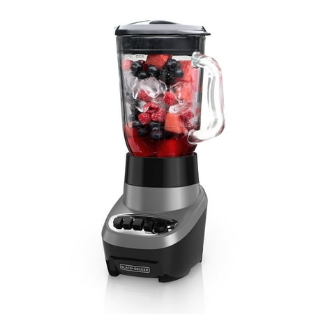 BLACK+DECKER Power Crush Multi-Function Blender with 6-Cup Glass Jar, Black, Silver, BL1220SG