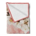 thumbnail image 2 of Coral Soft Flannel Fleece Throw Blanket, Blossoming Tree Branch Japanese Cherry Sakura Fresh Spring Garden Romantic, Cozy Plush for Indoor and Outdoor Use, 70" x 90", Coral Green White, by Ambesonne, 2 of 5