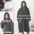 thumbnail image 6 of LONGHUSHAN Wearable Blanket Oversized Blanket Hoodie for Women Men , Soft Comfy Warm Sherpa Fleece Sweatshirt with Zipper and Deep Pockets, Winter Gifts Girlfriend Mom - Gray, 6 of 7