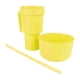 thumbnail image 4 of Vaso de plástico 2 en 1 con pajita y abertura grande para aperitivos, ideal para cine, casa, viajes, color amarillo, 4 of 14
