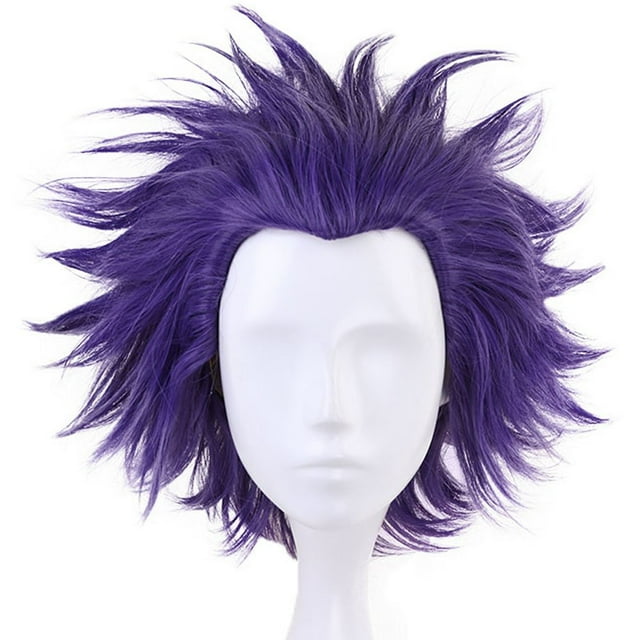 Gorro para el pelo + peluca de Cosplay púrpura ondulada corta, pelo sintético, pelucas de Anime, peluca de disfraz para fiesta de Halloween