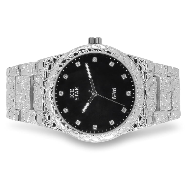 40MM Fully Iced Out Square Watch In White Gold - TONGSHOP