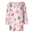 thumbnail image 4 of Trgacdwlo Womens Christmas Henley Shirt Santa Claus Pattern Womens Tops 3/4 Sleeve V Neck Button Festival Xmas Tunic Shirts for Women, 4 of 5