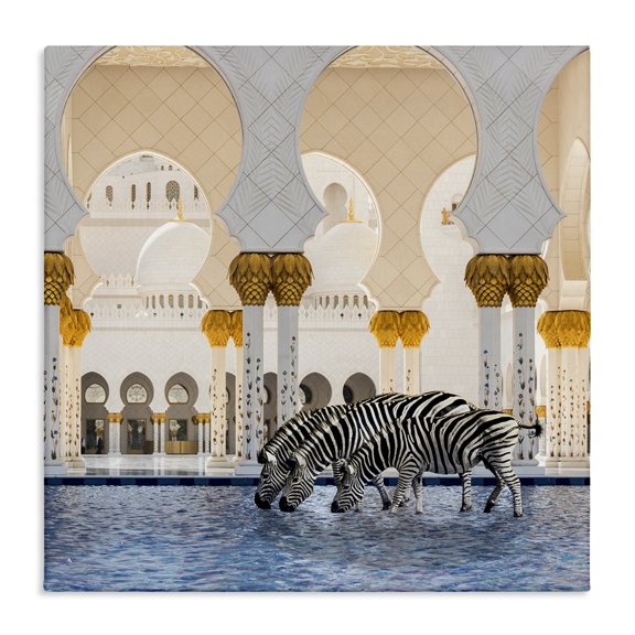 Stupell Industries Contemporary Zebras in Arabesque Arch Canvas Art, 17 x 17, by Ziwei Li
