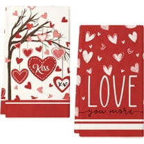 PuSpu Valentine's Day Decoration 2-pack Happy Valentines's Day Kitchen Towels 23.6x15.8 Inches Drying Cloth Tea Towel Suitable For Cooking And Baking