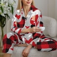 thumbnail image 4 of Goofa Buffalo Plaid Love And Gnome Printed Women’s 2 Piece Pajama Set Super,Pajamas Women's Long Sleeve Sleepwear Soft Button Down Loungewear Pjs Lounge Set Nightwear-Small, 4 of 9