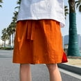 thumbnail image 4 of USNSM (S-5XL) Big and Tall Mens Linen Shorts Flat Front Casual Elastic Waist Drawstring Summer Beach Vacation Shorts with Pocket Orange S, 4 of 7