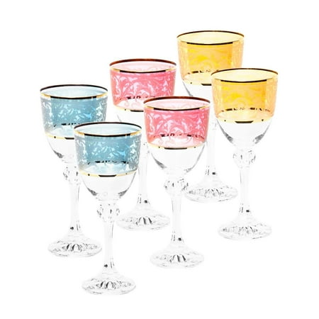 Italian Wine Boxes - Italian Collection Crystal 10 Oz 'Julia' Multicolored Wine Goblet Glasses