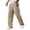 Khaki#130720GG, variant on Waffle Pants Men Wide Leg Men's Hiking Pants Elastic Waist Drawstring Palazzo Cotton Jogging Pants Light Brown S