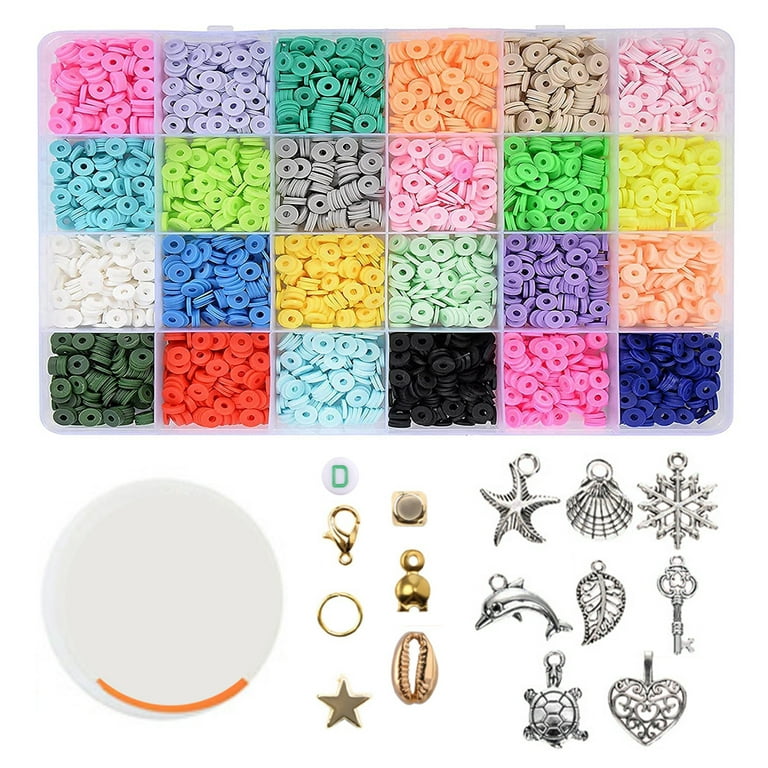 AoHao 3600pcs 6mm DIY Crafts Beading Kits Clay Beads with Elastic String  DIY Jewelry Making Set Accessories Plastic Beads Set DIY Craft for Making