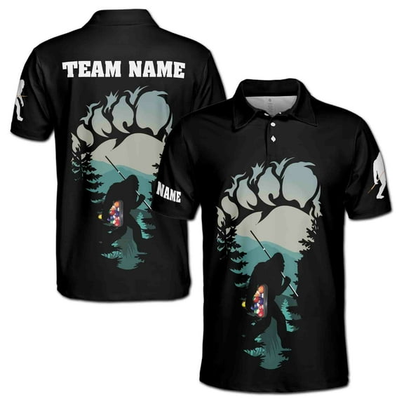 Bigfoot Holding Billiard Balls Personalized Men's Polo Shirt S-5XL
