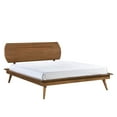 thumbnail image 2 of Country Casual Style Queen Bed, Oval Headboard Wood Furniture Brown Platform Bed With Headboard, Bedroom Connect, 2 of 2