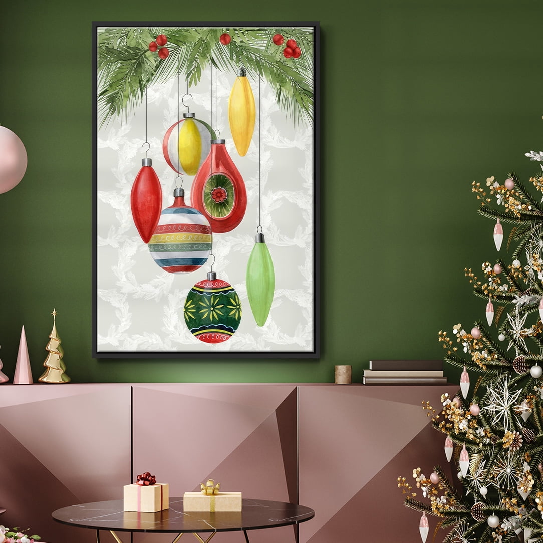Arose Such a Clatter Collection B - Framed Gallery Wrapped Holiday Canvas - 27 x 41 - Black Frame