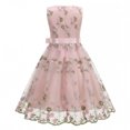 thumbnail image 2 of IBTOM CASTLE Flower Girl Dress Lace Embroidery Birthday Party Wedding Dresses Kids Formal Bridesmaid Tulle Dresses Princess Pageant Floral Gown Pink, 2 of 7