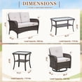 thumbnail image 4 of INTER HUT 5 Pieces Patio Furniture Set, Outdoor Rattan Chair Wicker Conversation Sets with Cushions and Glass Coffee Table, 4 of 9