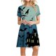 thumbnail image 1 of Vestidos estampados de playa con cuello redondo y manga corta informales de moda de verano para mujer Pompotops ghjkhdj14091, 1 of 9