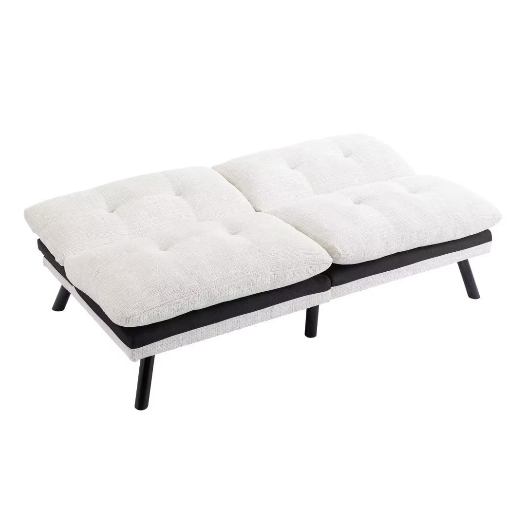 Futon Sofa Bed with Adjustable Backrest, Small Loveseat Sofa with