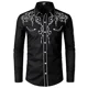 thumbnail image 1 of 2024 nueva camisa de solapa de manga larga con estampado occidental para hombre, de un solo pecho, ropa informal de calle para club social para hombre, 1 of 6