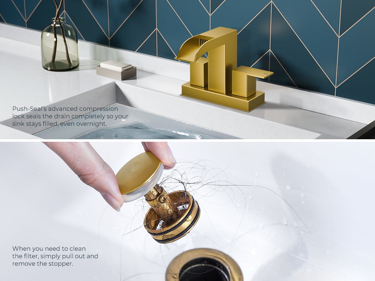 WB-61A32G Centerset Bathroom Faucet With Drain Assembly, 2-handle Bathroom Sink Faucet