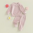 thumbnail image 3 of Gupgi Baby Fall Outfits Solid Color Long Sleeve Ribbed Tops Pants Set Winter Clothes for Boy Girl 0-24M, 3 of 8