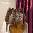thumbnail image 7 of Montana West Aztec Bucket Bags for Women Western Fringe Crossbody Bag Vintage Drawstring, Coffee, 7 of 7