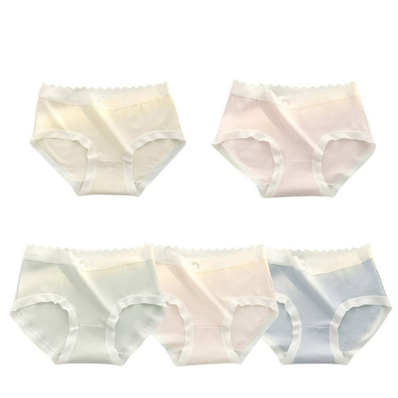 Loopsun Girls Cotton Underwear, 5PC Young Girls Solid Color Soft Comfortable Breathable Children Briefs Underpants Multicolor 14-15 Years