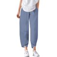 thumbnail image 4 of WTOBBY Women's Polka Dot Summer Wide Leg Pants - Stretchy Waist Beach Trousers with Pockets & Airy Design for Poolside Lounging,Royal Blue XL, 4 of 4