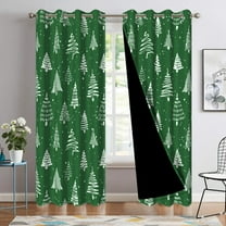Nanqianyi Christmas Tree Print Christmas Curtains, Thermal Insulated Blackout Curtains for Living Room and Bedroom, Grommet Drapes, 52" x 63", Green, Set of 2 Panels
