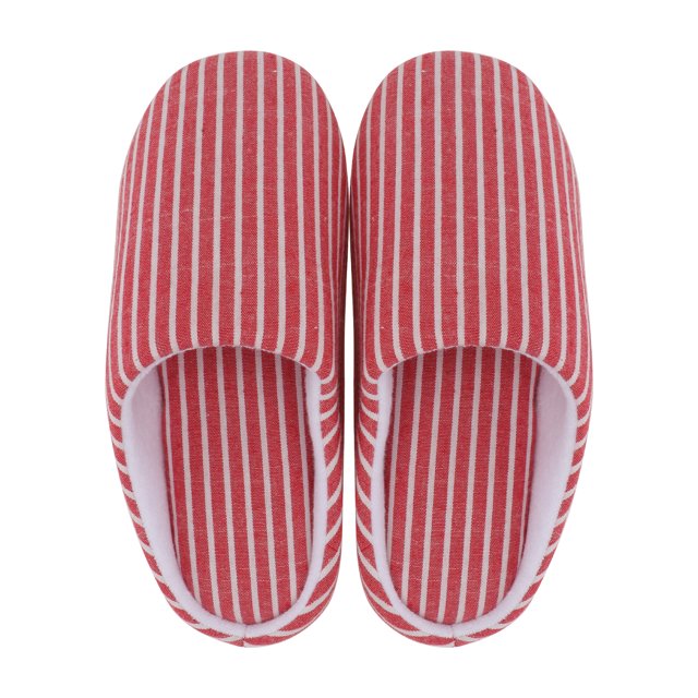 EeaseMX Pantuflas acogedoras de rayas rojas, estilo japonés, mullidas, para adultos, cálidas, para otoño e invierno (talla S, talla 36-37)