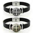 thumbnail image 2 of St. Benedict Medal Buckle Bracelet - Stylish Black Faux Leather with Golden-Tone Pendant, Personalized Gift for Daily & Party Occasions, Everyday Accessory | Religious Accessory | Durable Faux, 2 of 8