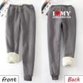 thumbnail image 2 of IROINNID Fleece Sweatpants for Women Thermal Printed Winter Pants Lamb Fleece Elastic Thickened Plush Warm Sweatpants Long Pants,Dark Gray, 2 of 8