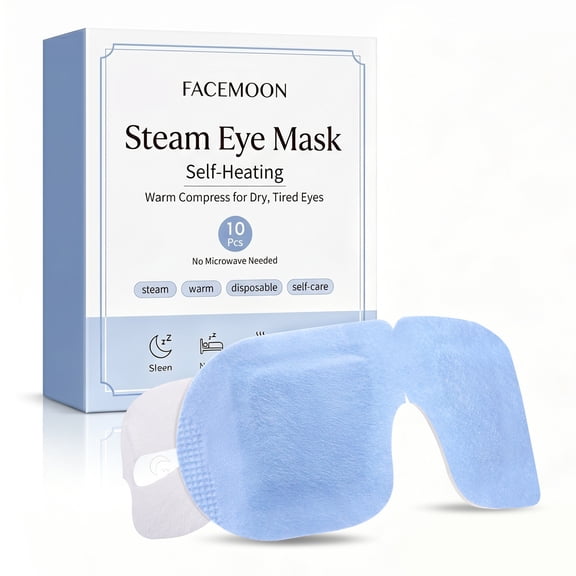 FACEMOON Steam Eye Mask – 10 Count, Soothes Tired Dry Eyes and Dark Circles | Gentle Heat Therapy for Relaxation and Sleep