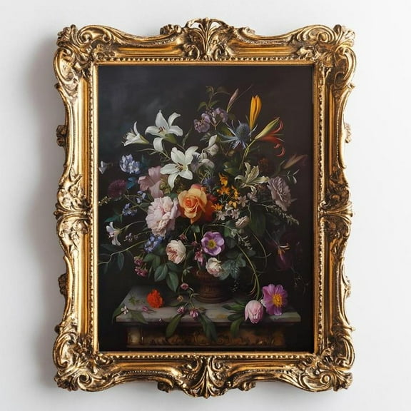 Dark Floral Wall Art Moody Floral Vintage Art Poster Dark Summer Wall Decor For Bathroom Wall Art Cottagecore Floral Art8, 8x12 UNFRAMED