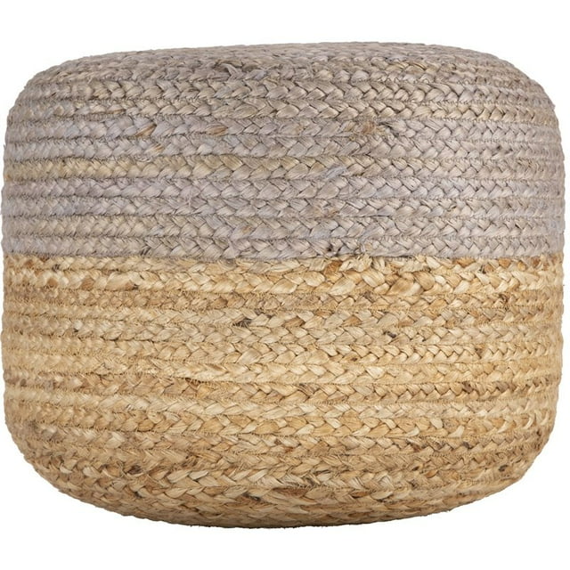Spitiko Homes 18" Wide Round Pouf Ottoman in Natural and Gray