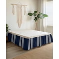 thumbnail image 2 of Geometric Stripes Bed Skirt King Size 18" Drop Blue Background Ruffled Wrap Around Bed Skirts Adjustable Elastic Bedskirt Dust Ruffle for King Size Bed, 2 of 7