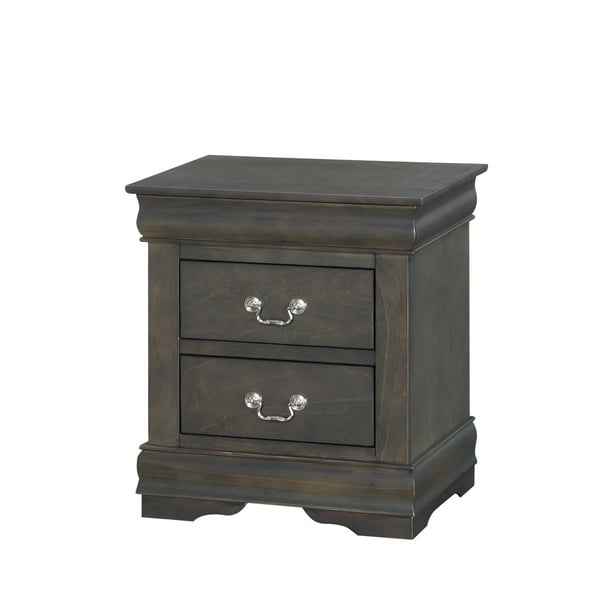 15" X 21" X 24" Dark Gray Wood Nightstand