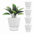 thumbnail image 1 of 6 Inch Self Watering Plant Pot with Visual Reservoir and Drainage Hole, Planting Pot for Indoor Outdoor 5pack White, 1 of 7