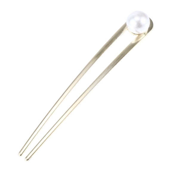 Unique Bargains Pearl U-shaped Hair Clips for Girls 5.79"x0.79"x0.75" 1 Pc Gold Tone