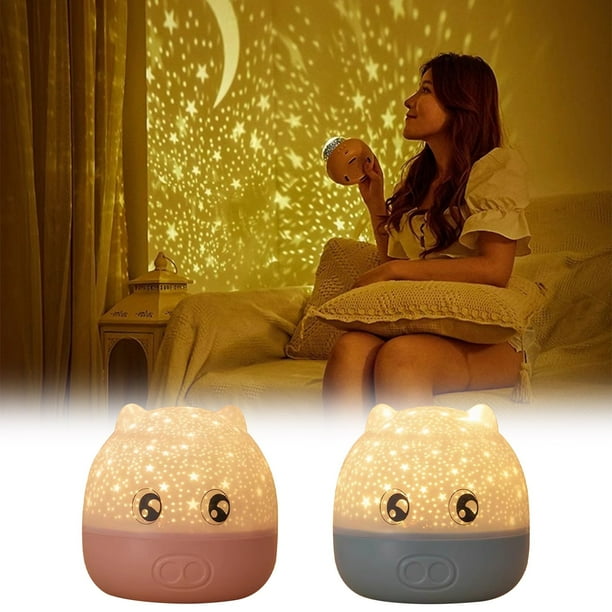Luz nocturna con proyector estelar y altavoz Bluetooth • Lámpara giratoria de la galaxia • Lámpara de noche con música • Proyección de cielo estrellado a 360° • Lámpara de mesa alimentada por USB